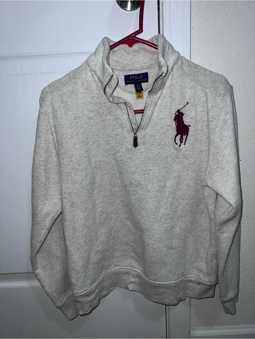 Size L 10/12 Boy’s Polo Ralph Lauren LSPOMN KNIT SHIRTS SWEATSHIRT quarter zip